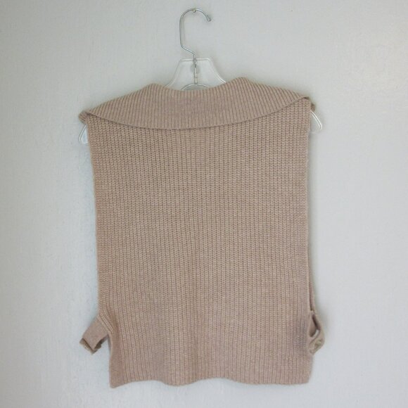 SEED Tan Front Zip Open Sides Button Side Closure One Size Sweater - Picture 3 of 3